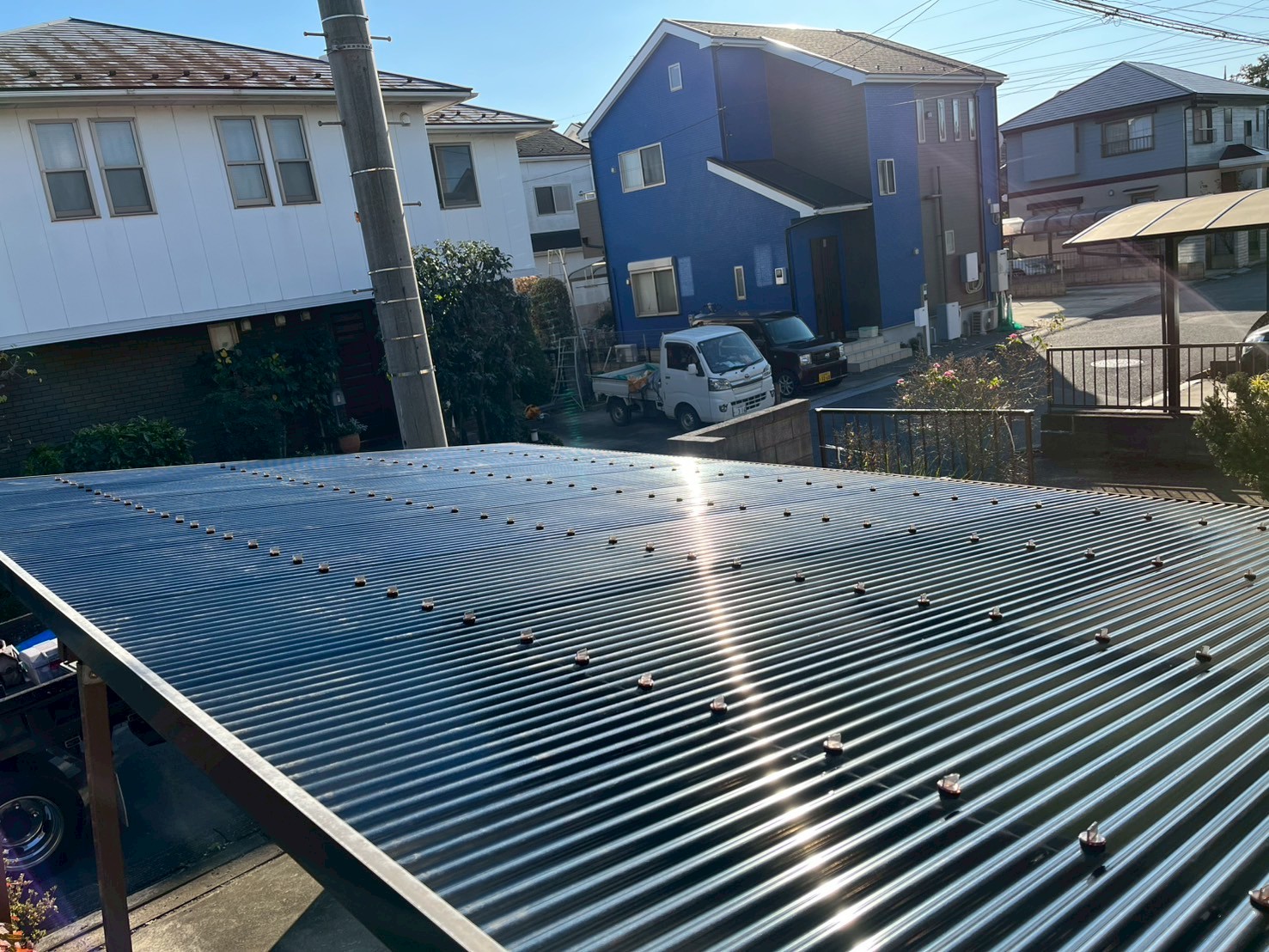 石岡市カーポート屋根　完了画像